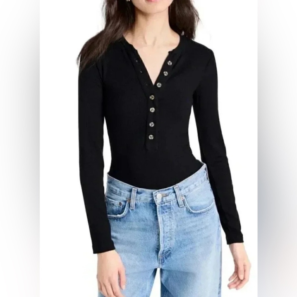 Ambitionist Black Button Down Bodysuit